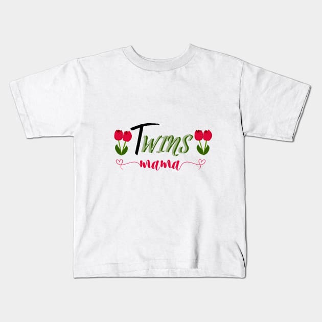 Twins Mama Kids T-Shirt by designfurry 